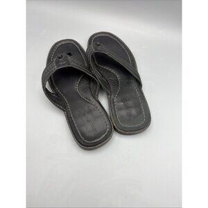 Tommy Bahama Anchors Away Black Leather Thong Mens Size 11M Sandals Woven Beach